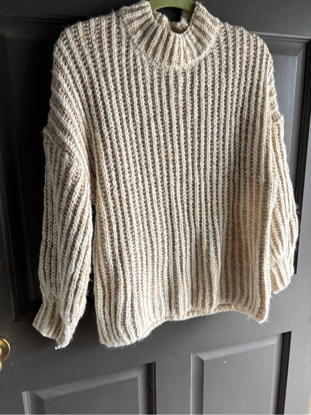POL Chunky Cream Ribbed Turtleneck Sweater